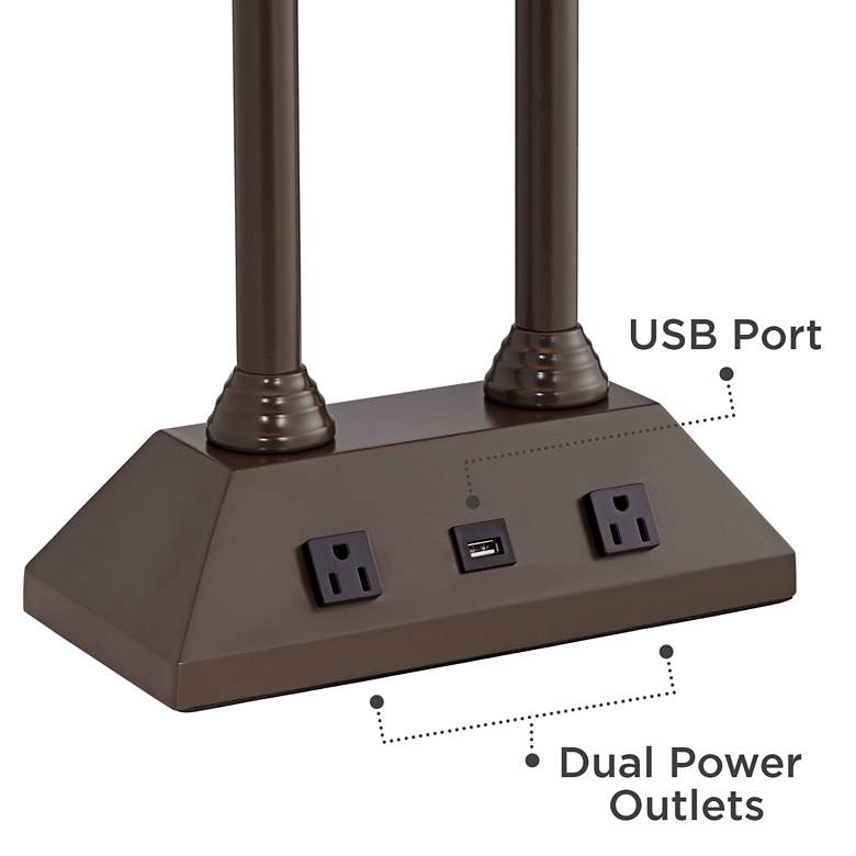 Charlton Bronze Workstation Desk Lamp with Outlets and USB more views