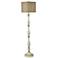 Charlton Floor Lamp - Crackled White and Gold Finish - Taupe Silk Shade