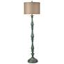 Thumbnail2 of Charlton Floor Lamp - Distressed Blue Finish - Taupe Hardback Silk Shade