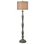 Thumbnail3 of Charlton Floor Lamp - Distressed Blue Finish - Taupe Hardback Silk Shade more views