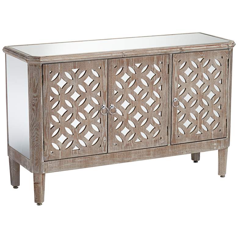 Image 3 Charly 50" Wide Natural Whitewash 3-Door Accent Cabinet