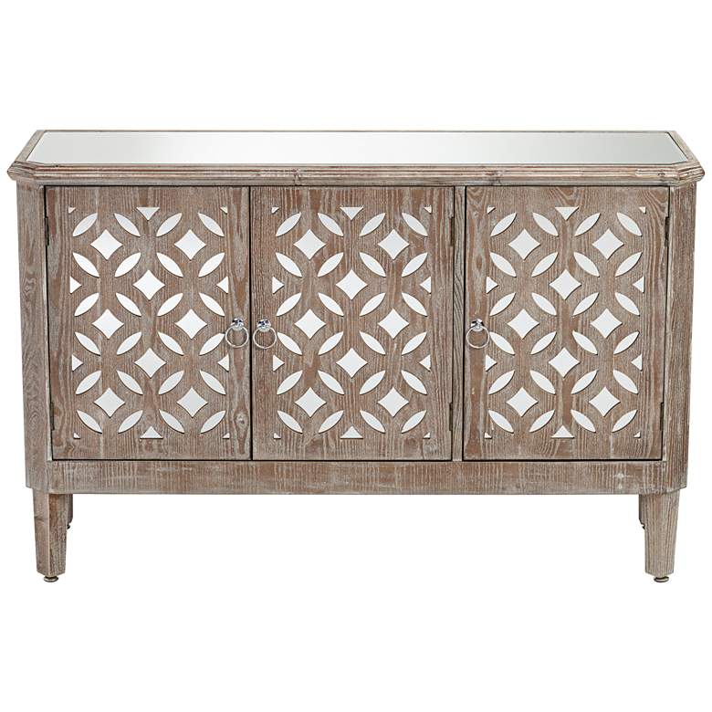 Image 7 Charly 50" Wide Natural Whitewash 3-Door Accent Cabinet more views