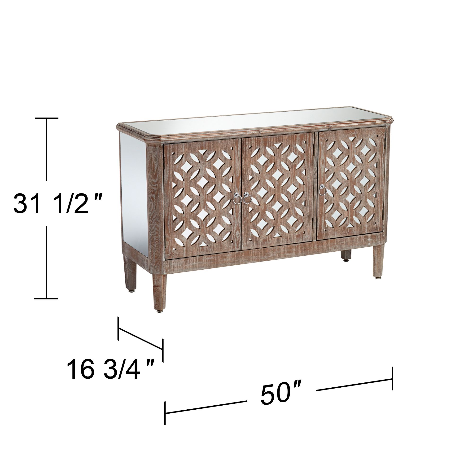 Charly 50" Wide Natural Whitewash 3-Door Accent Cabinet in scene