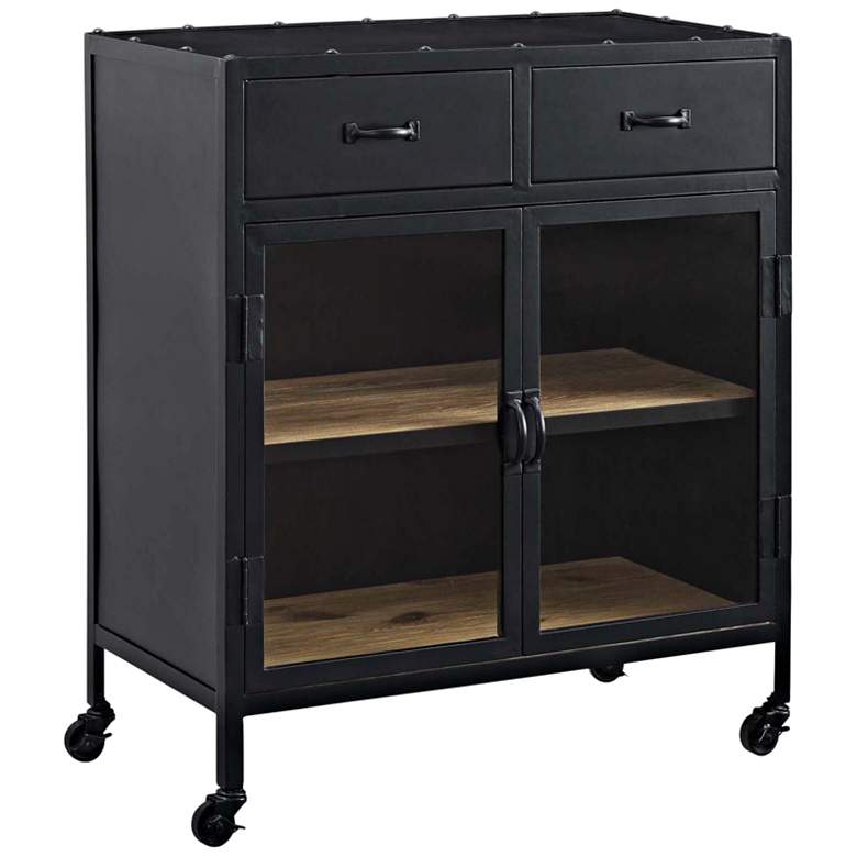 Image 1 Charm 31 1/2 inch Wide Lacquered Black 2-Drawer Rolling Cabinet