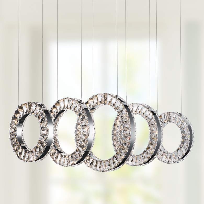 Image 1 Charm 37 1/4 inch Wide Chrome LED Kitchen Island Light Pendant