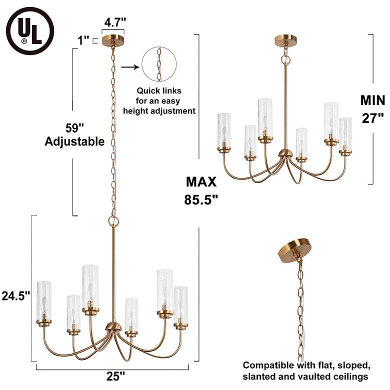 Image 7 Charme 25" Wide Gold 6-Light Chandelier more views