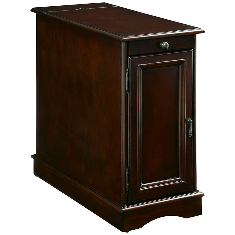 Image 2 Charnock 12 inchW Cherry Wood End Table with USB Power Outlet