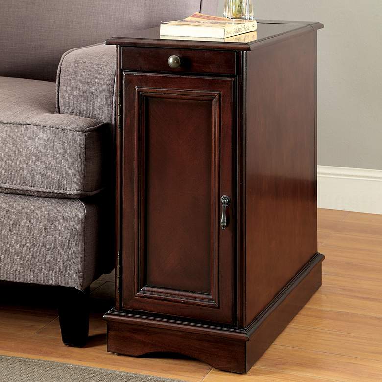 Image 1 Charnock 12 inchW Cherry Wood End Table with USB Power Outlet