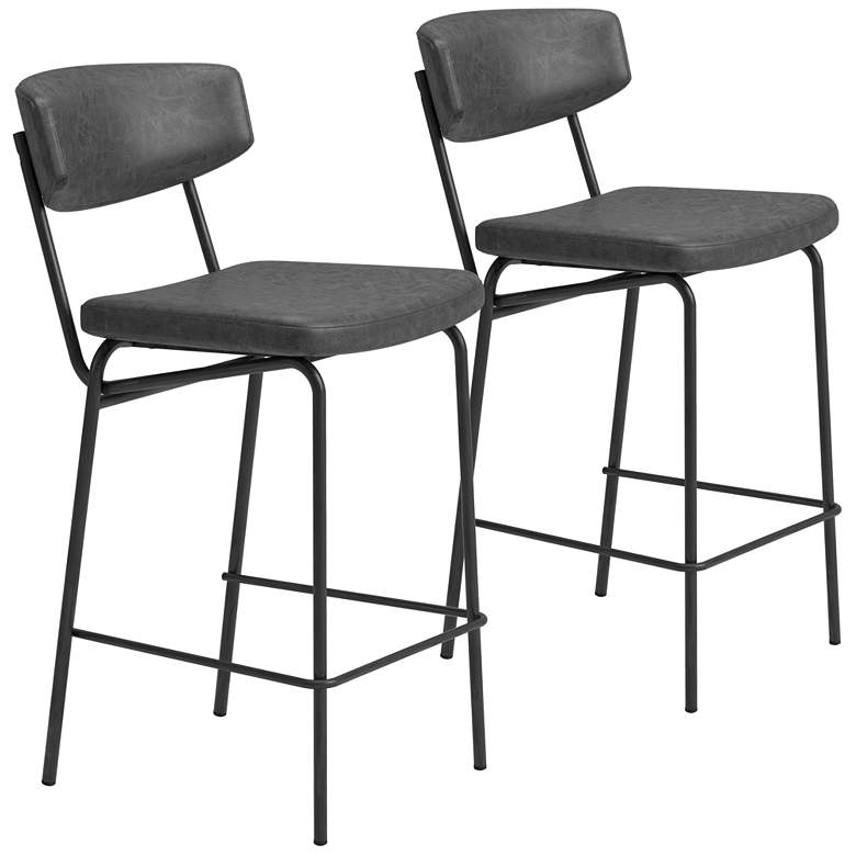 Image 1 Charon Counter Stool (Set of 2) Vintage Black