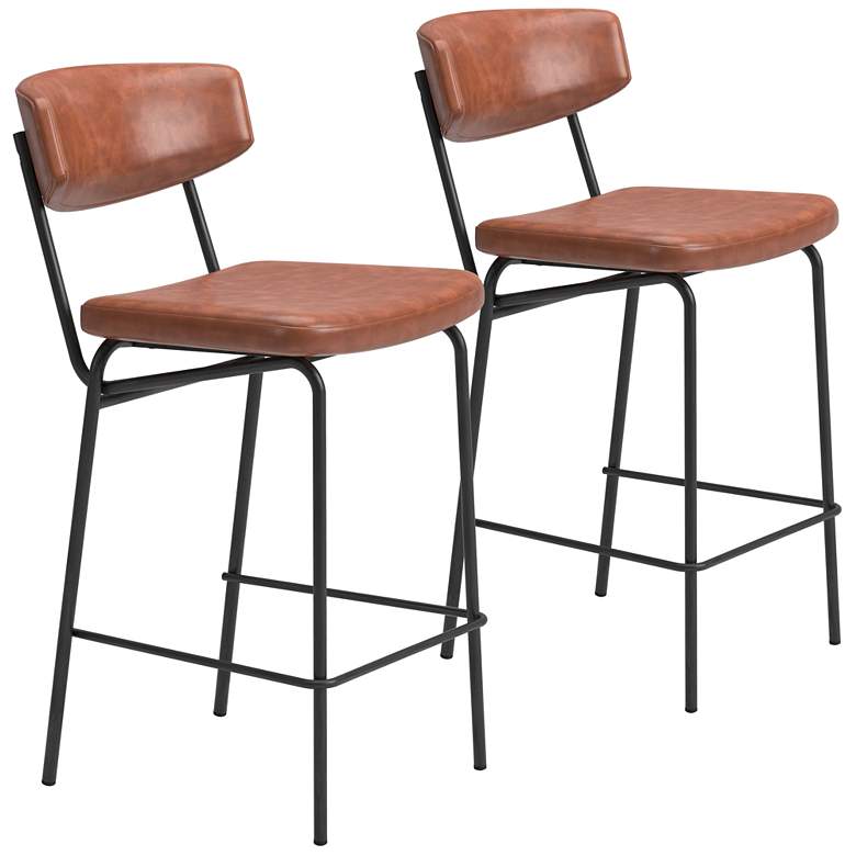 Image 1 Charon Counter Stool (Set of 2) Vintage Brown