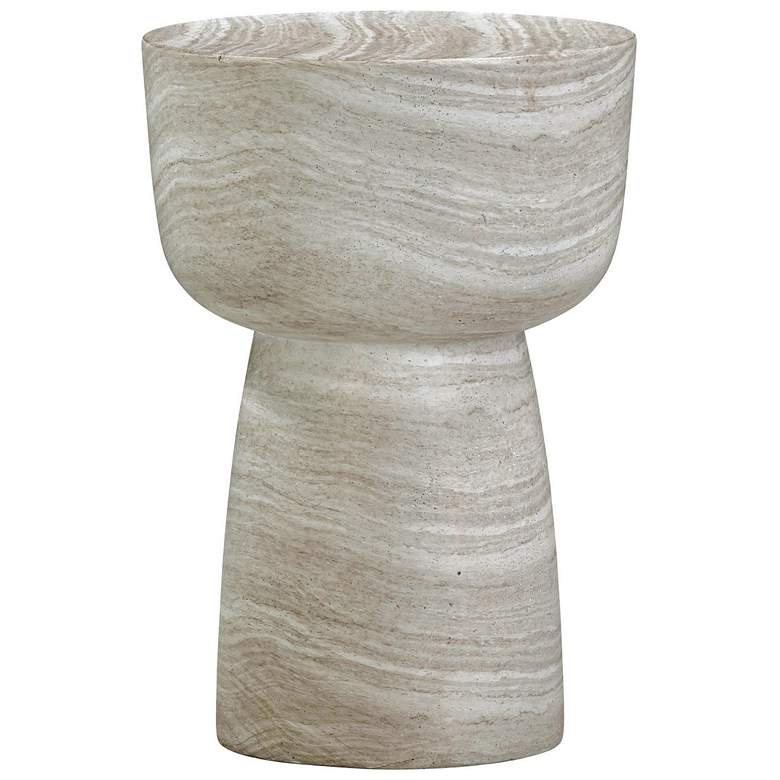 Image 1 Charra 14" Wide Faux Travertine Indoor/Outdoor Side Table