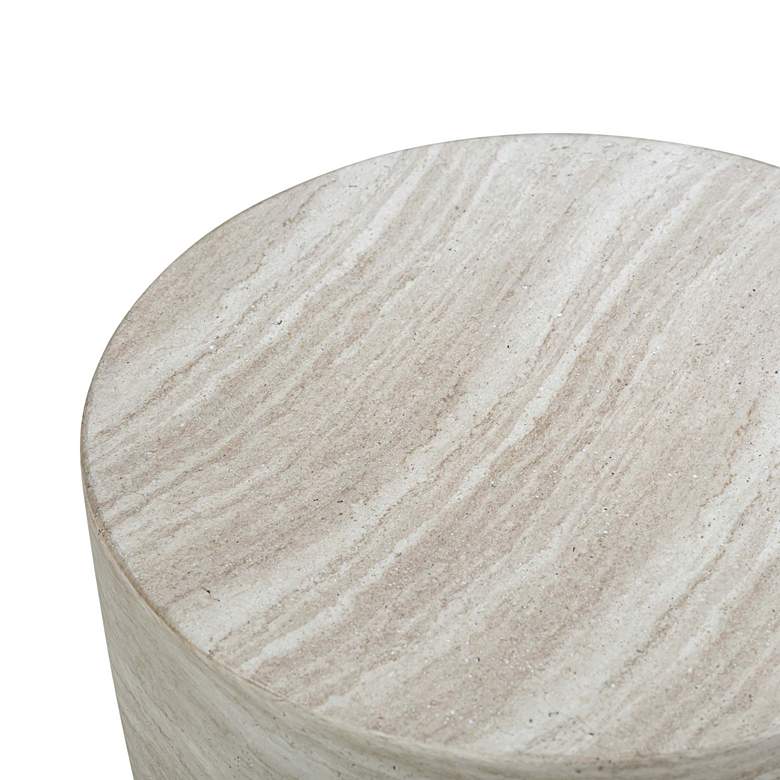 Image 3 Charra 14" Wide Faux Travertine Indoor/Outdoor Side Table more views