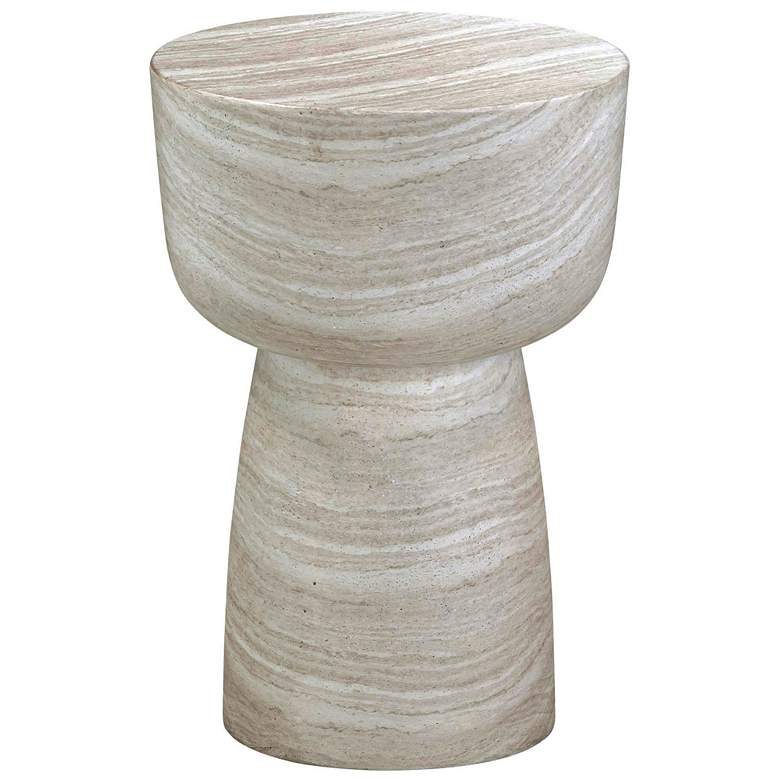 Image 4 Charra 14" Wide Faux Travertine Indoor/Outdoor Side Table more views