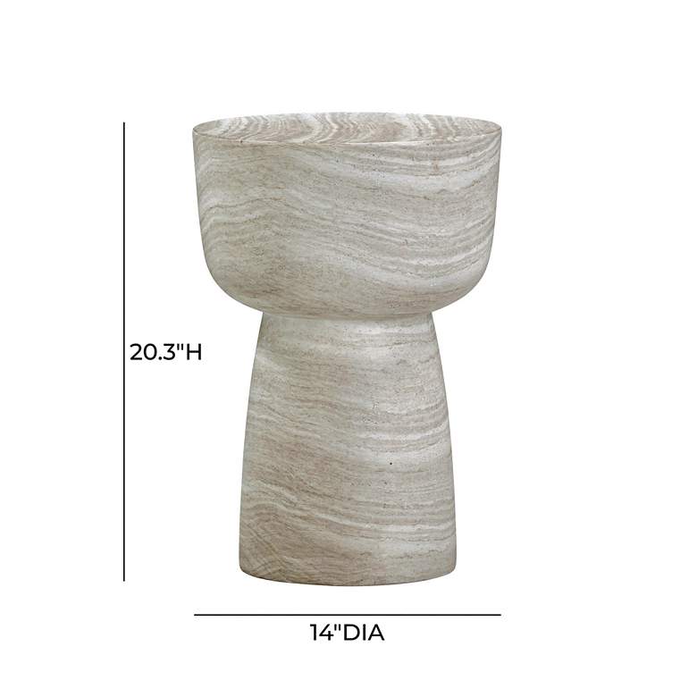 Image 5 Charra 14" Wide Faux Travertine Indoor/Outdoor Side Table more views