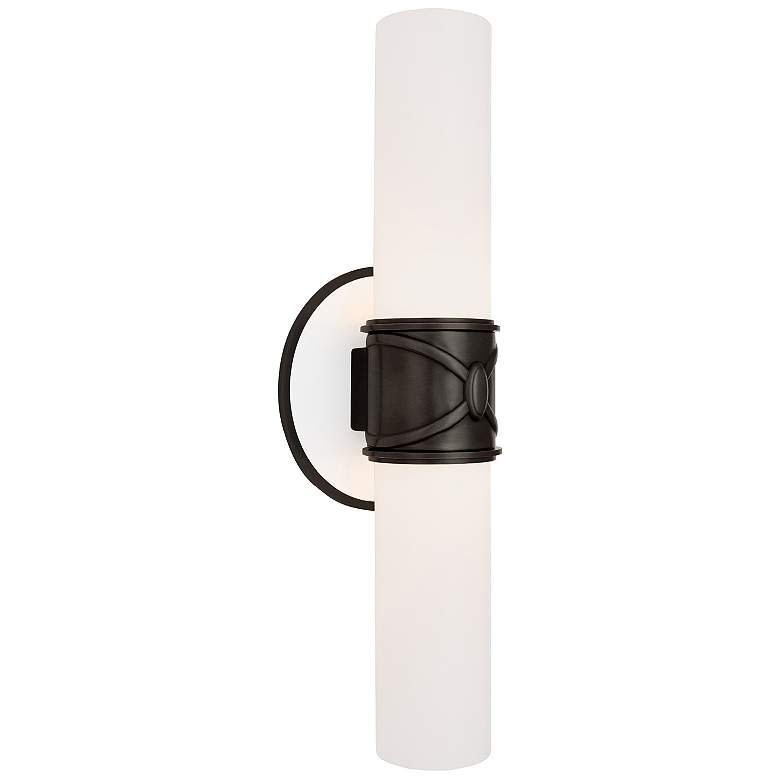 Image 1 Chase 17"H 2 Light Deep Patina Bronze And Polished Cushite Wall Sconce