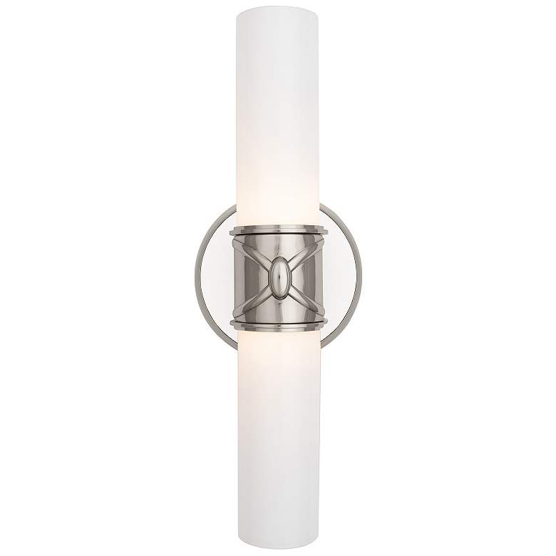 Image 1 Chase 17"H 2 Light Polished Nickel And Polished Cas White Wall Sconce