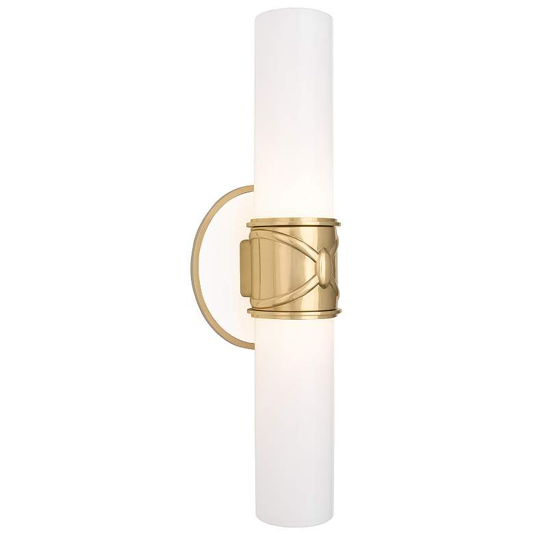 Image 1 Chase 17" High 2 Light Antique Brass And White Wall Sconce