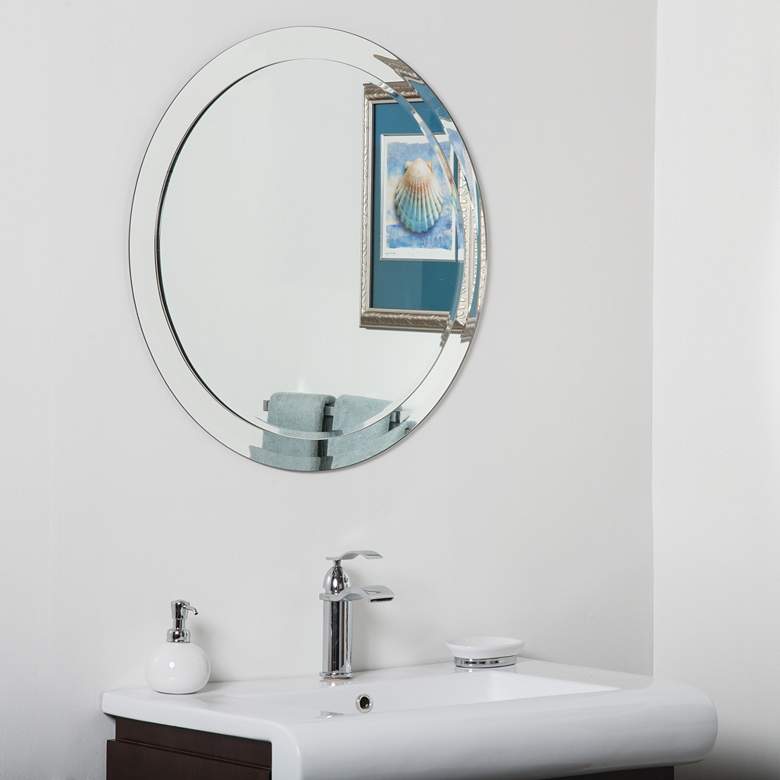Image 1 Chase 27 1/2 inch Round Frameless Bathroom Wall Mirror