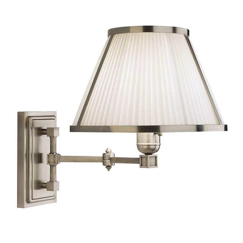 Image 1 Chase Collection Antique Nickel Plug-In Swing Arm Wall Lamp