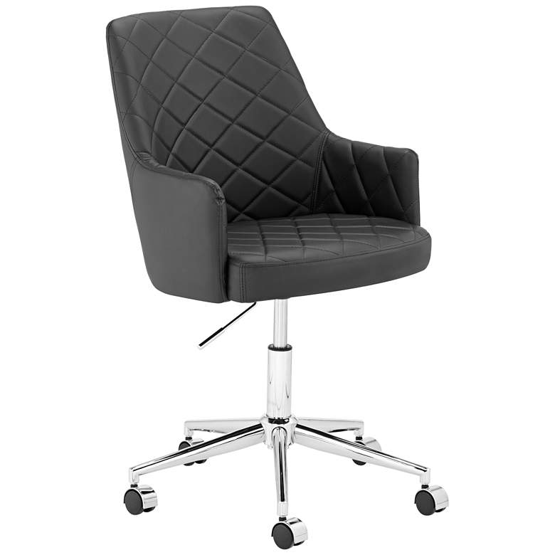 Image 1 Chase Diamond-Tufted Black Faux Leather Office Chair