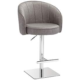 Image2 of Chase Gray Faux Leather Swivel Adjustable Bar Stool