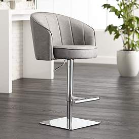 Image1 of Chase Gray Faux Leather Swivel Adjustable Bar Stool