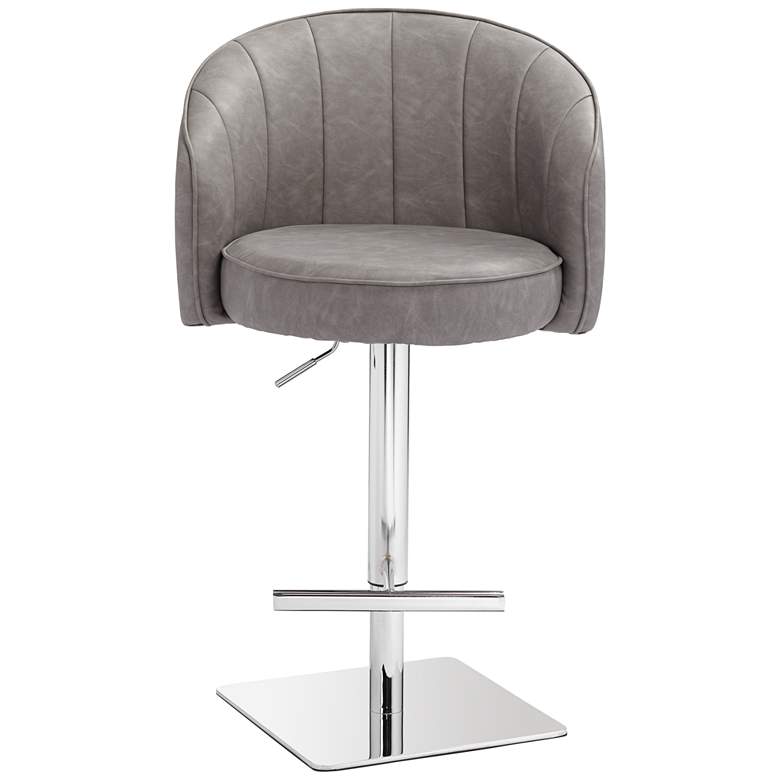 Image 7 Chase Gray Faux Leather Swivel Adjustable Bar Stool more views