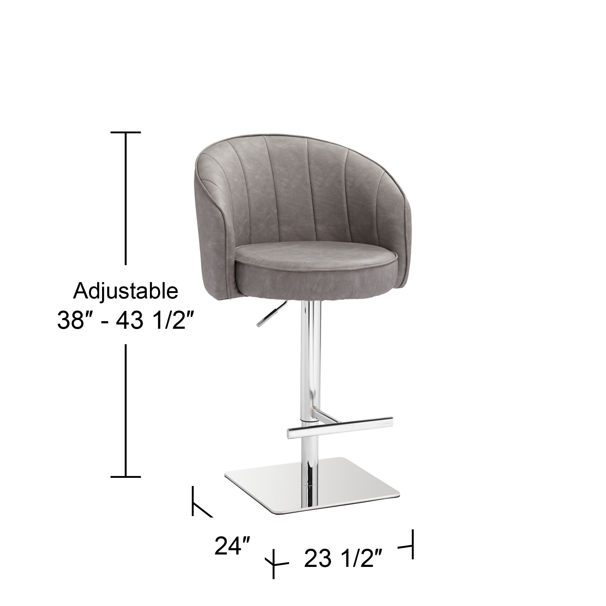 Chase Gray Faux Leather Swivel Adjustable Stools Set of 2