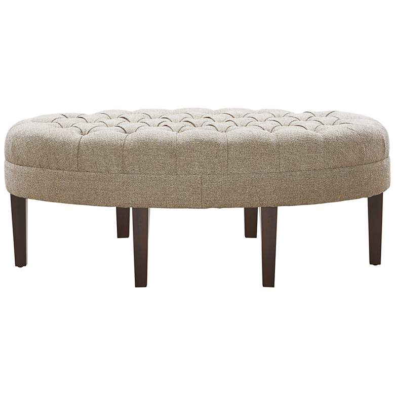 Image 2 Chase Linen Fabric Tufted Surfboard Ottoman