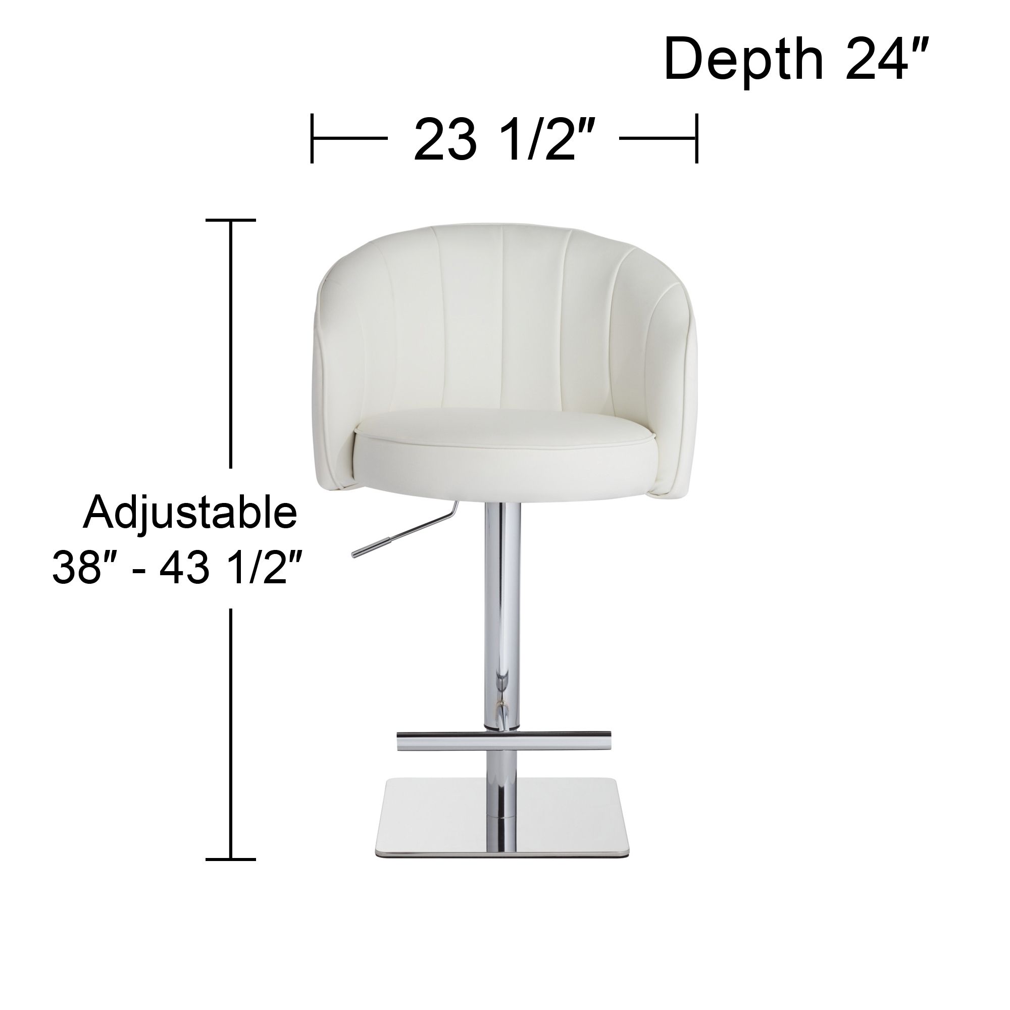 Chase White Faux Leather Swivel Adjustable Bar Stool Set of 2