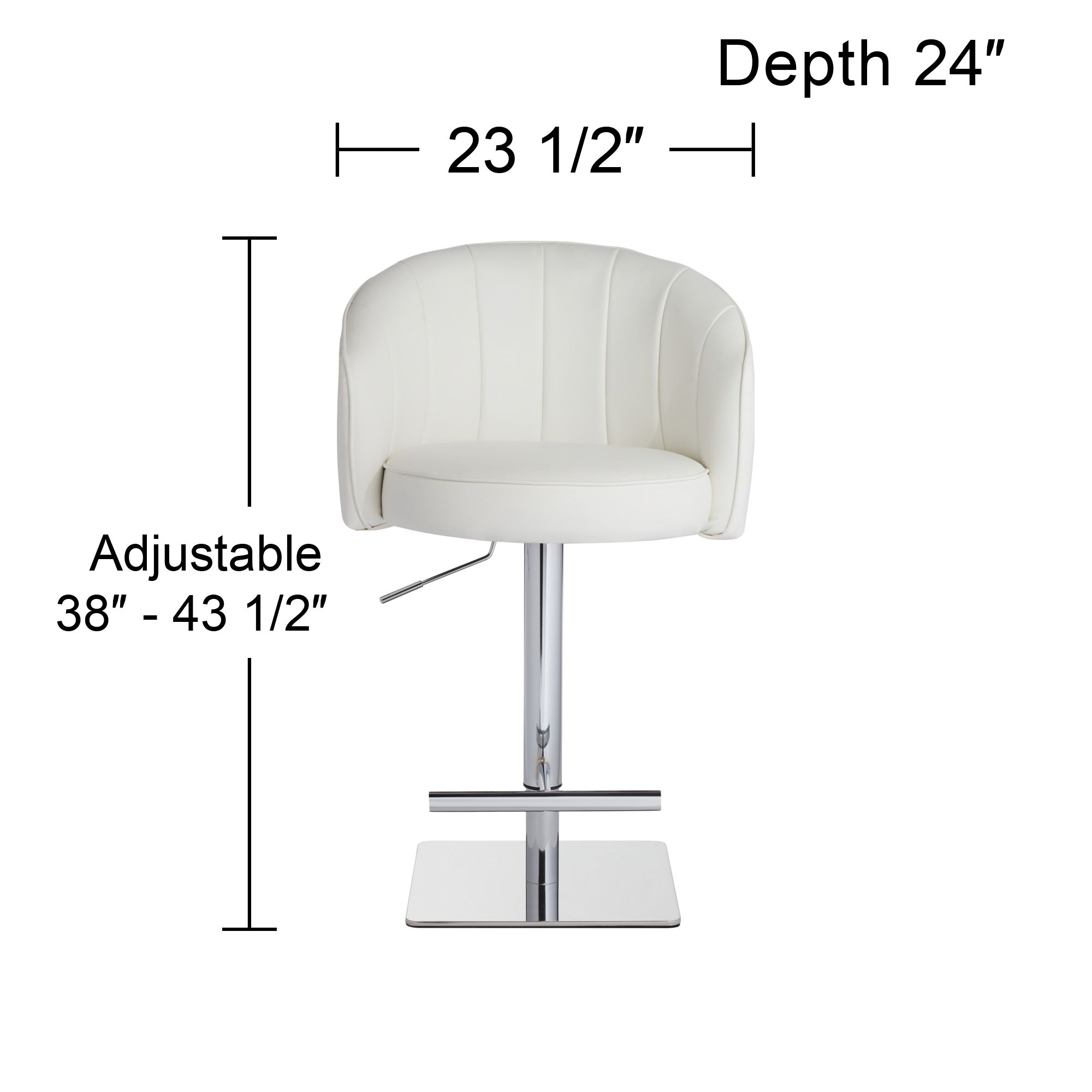 Chase White Faux Leather Swivel Adjustable Bar Stool