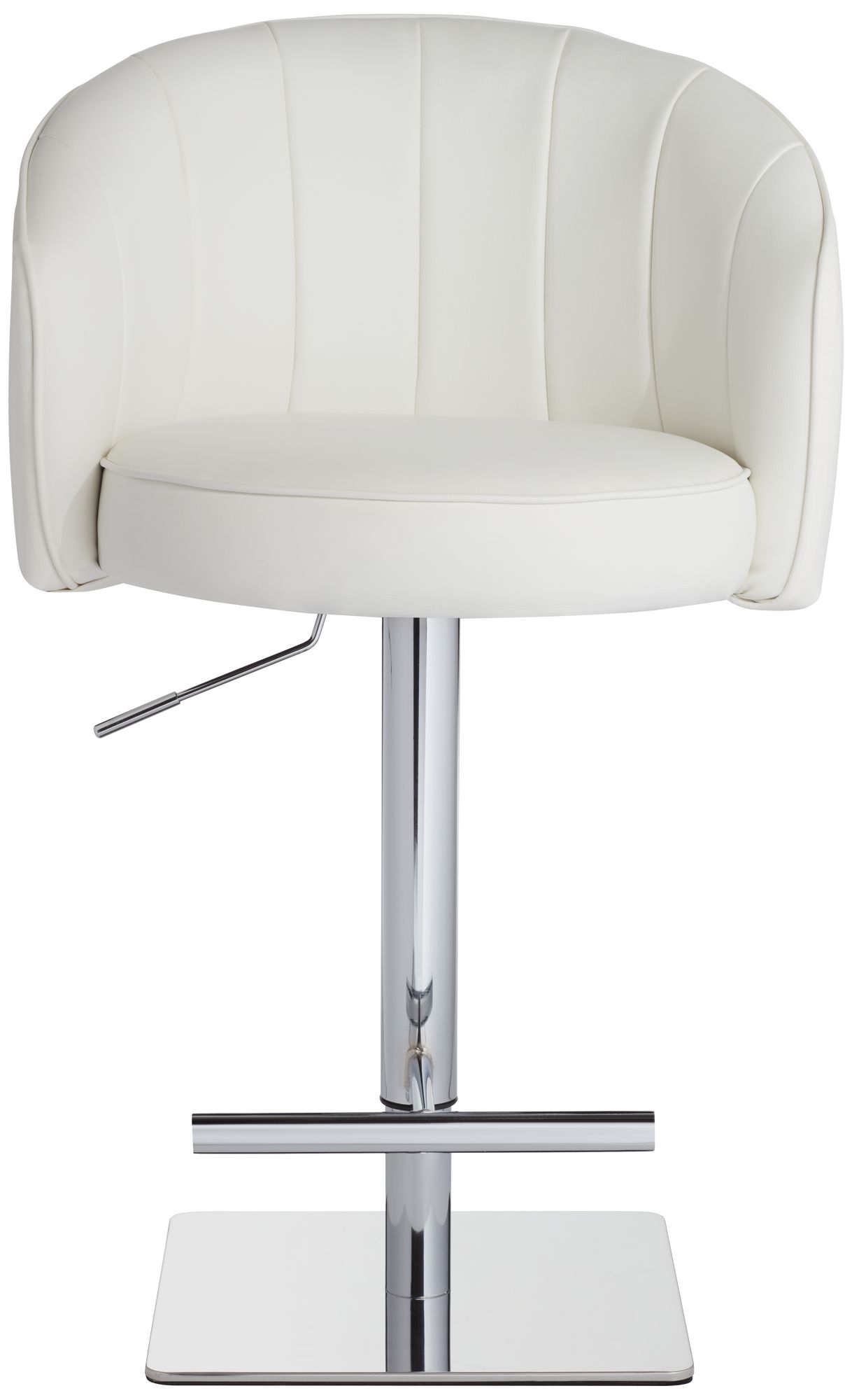 Chase White Faux Leather Swivel Adjustable Bar Stool