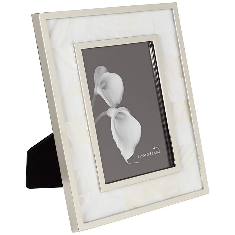 Image 1 Chasen Chrome and Mother of Pearl 4 inchx6 inch Photo Frame