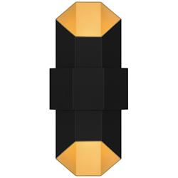 Chasm Integrated LED Matte Black Gold Outdoor Wall Lantern