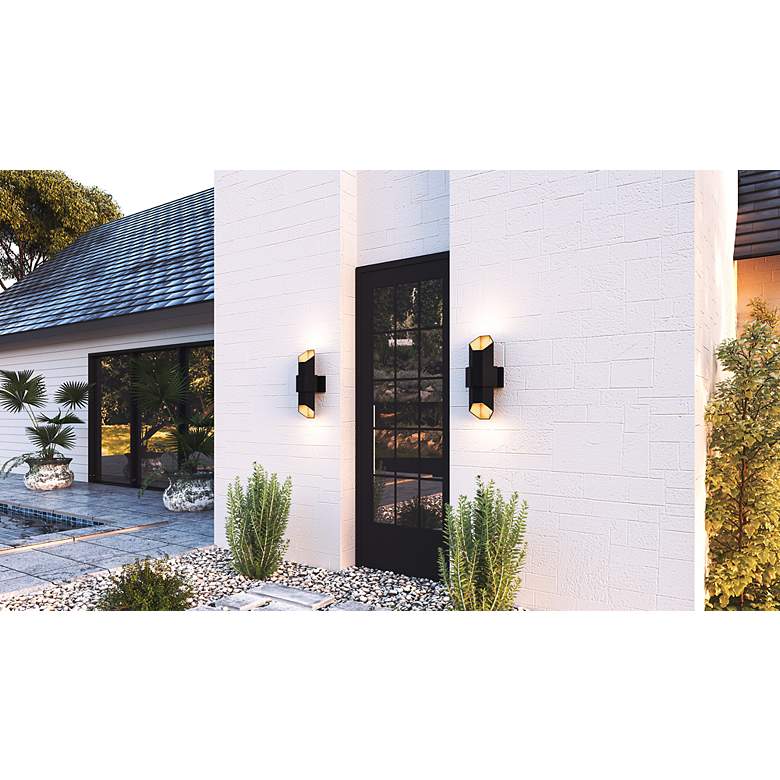 Image 6 Chasm Integrated LED Matte Black Gold Outdoor Wall Lantern more views