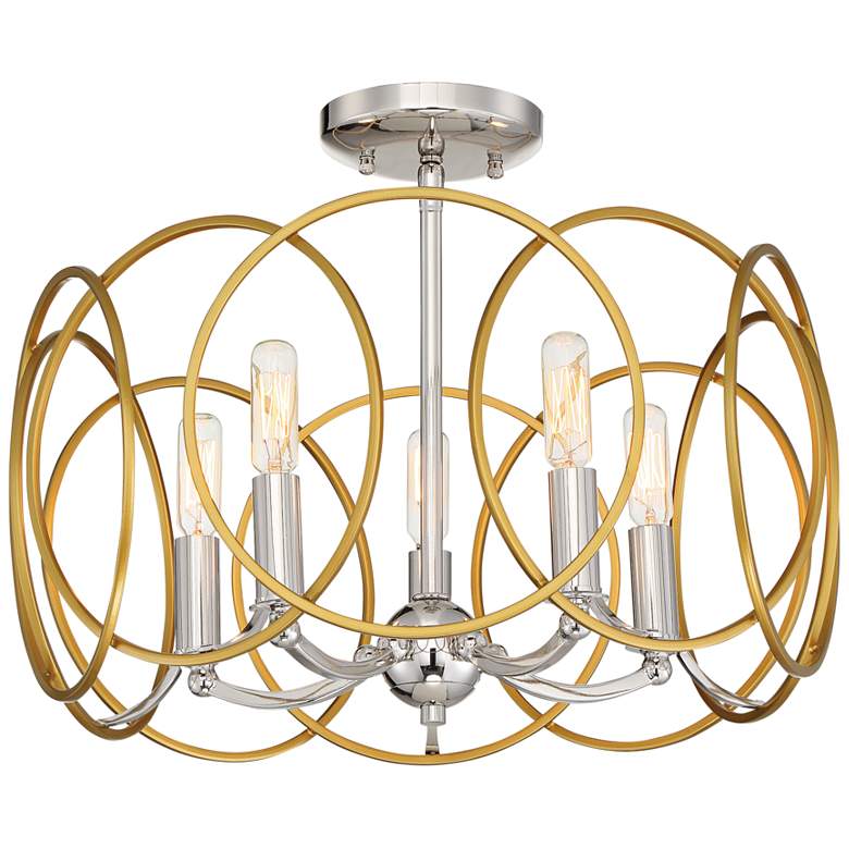Image 2 Chassell 18 1/4"W Gold and Nickel Convertible Ceiling Light