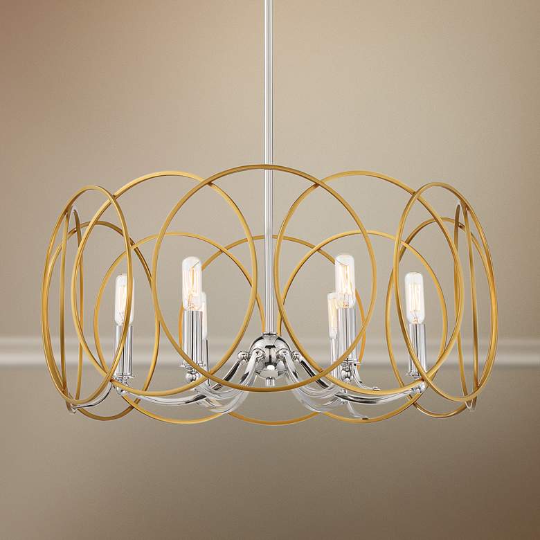 Chassell 24 3/4 inchW Honey Gold and Nickel 6-Light Chandelier