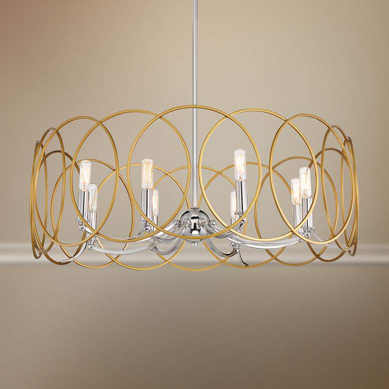 Image 1 Chassell 31 1/2 inchW Honey Gold and Nickel 8-Light Chandelier