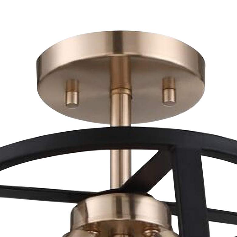 Image 4 Chassis 14" Wide Brass and Matte Black 3-Light Ceiling Light more views