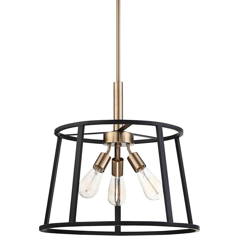 Image 2 Chassis; 3 Light; Pendant; Copper Brushed Brass Finish w/ Matte Black Frame