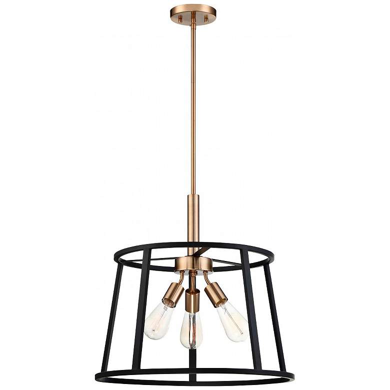 Image 4 Chassis; 3 Light; Pendant; Copper Brushed Brass Finish w/ Matte Black Frame more views