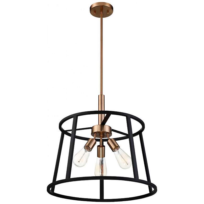 Image 5 Chassis; 3 Light; Pendant; Copper Brushed Brass Finish w/ Matte Black Frame more views