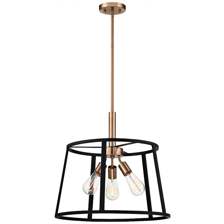 Image 6 Chassis; 3 Light; Pendant; Copper Brushed Brass Finish w/ Matte Black Frame more views
