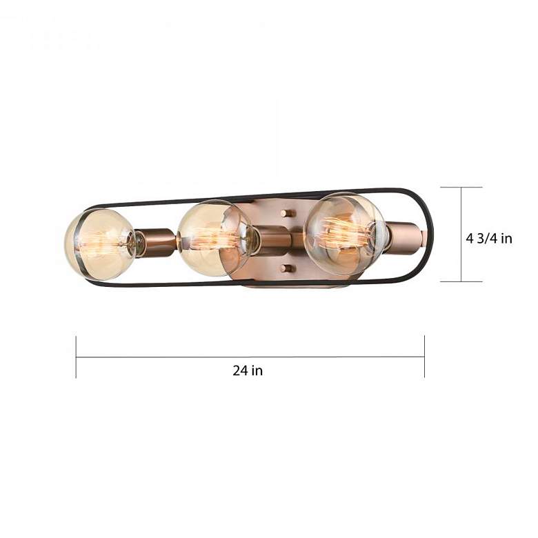 Image 5 Chassis; 3 Light; Vanity; Copper Brushed Brass Finish w/ Matte Black Frame more views
