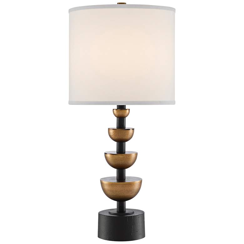 Image 1 Chastain Antique Brass and Black Metal Stem Table Lamp