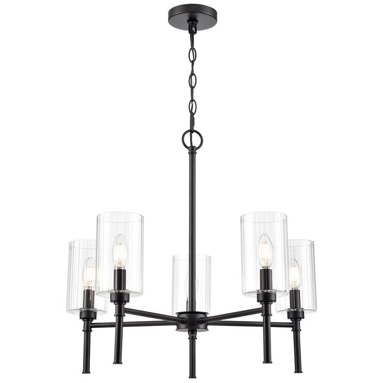 Image 1 Chastine 24" Wide 5-Light Chandelier in Matte Black