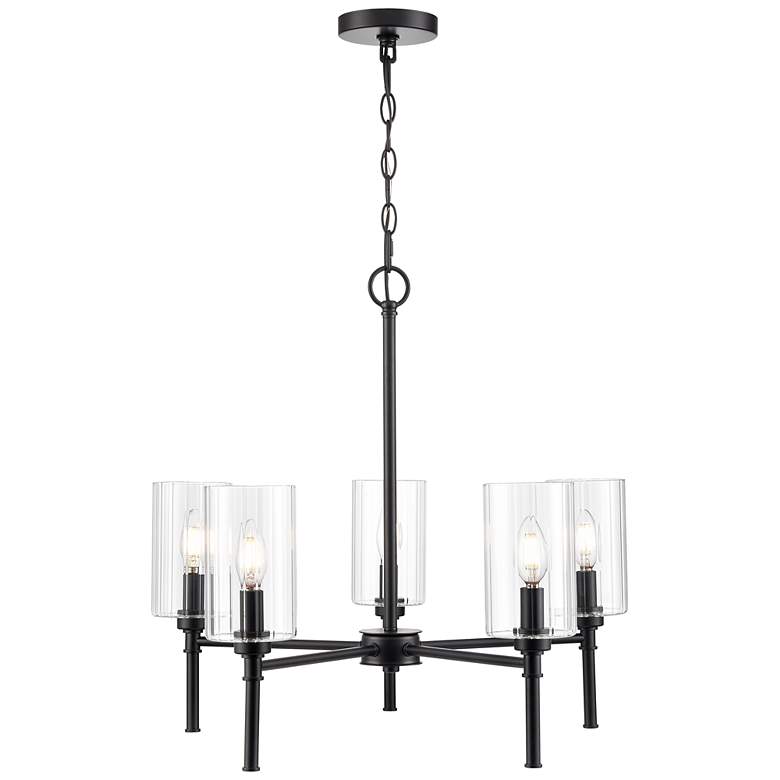 Image 2 Chastine 24" Wide 5-Light Chandelier in Matte Black more views