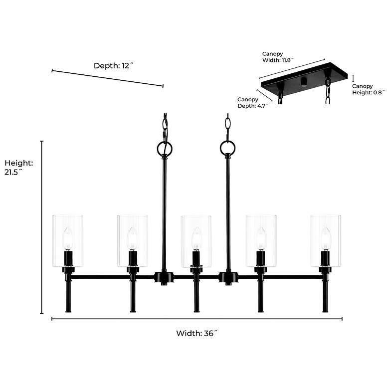 Image 7 Chastine 36" Wide Matte Black 5-Light Linear Chandelier more views