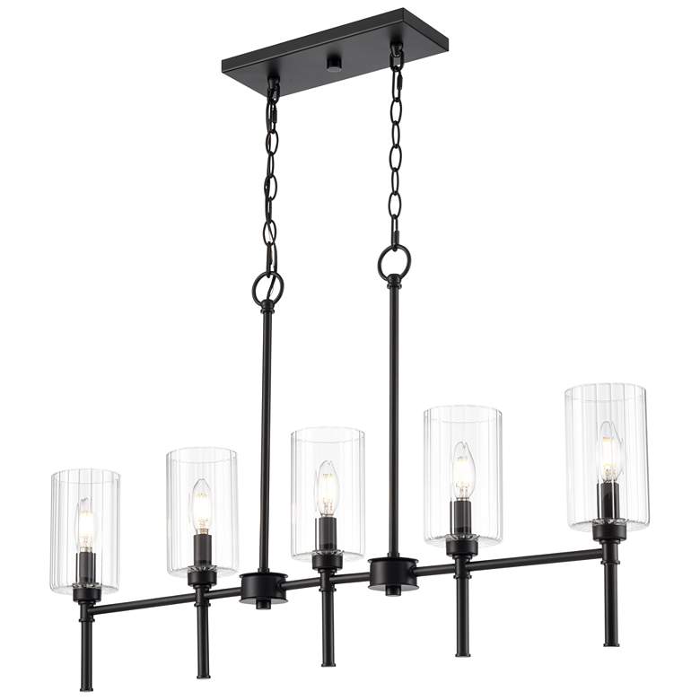 Image 1 Chastine 36" Wide 5-Light Island in Matte Black