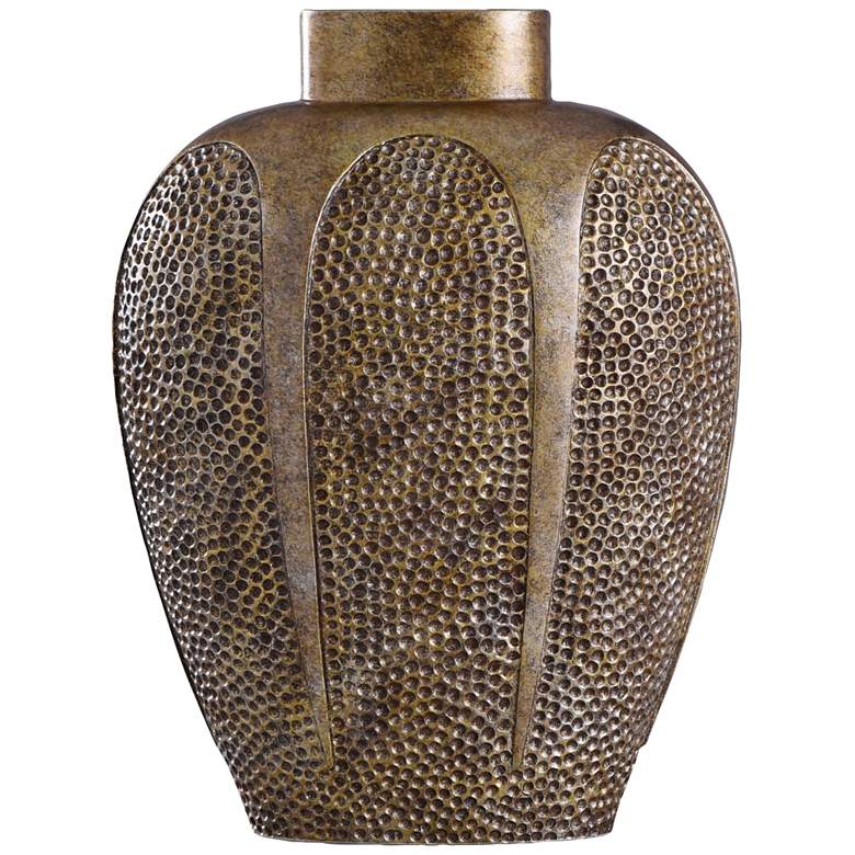Image 1 Chateau 17" High Hammered Textured Gold Decorative Vase